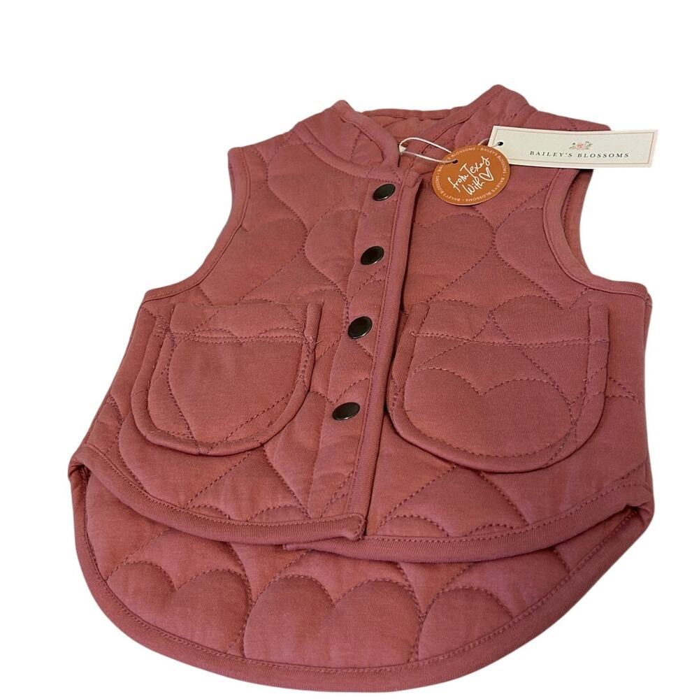 Baileys Blossoms sz 3-9 mth Mauve pink quilted vest snap buttons dual pockets